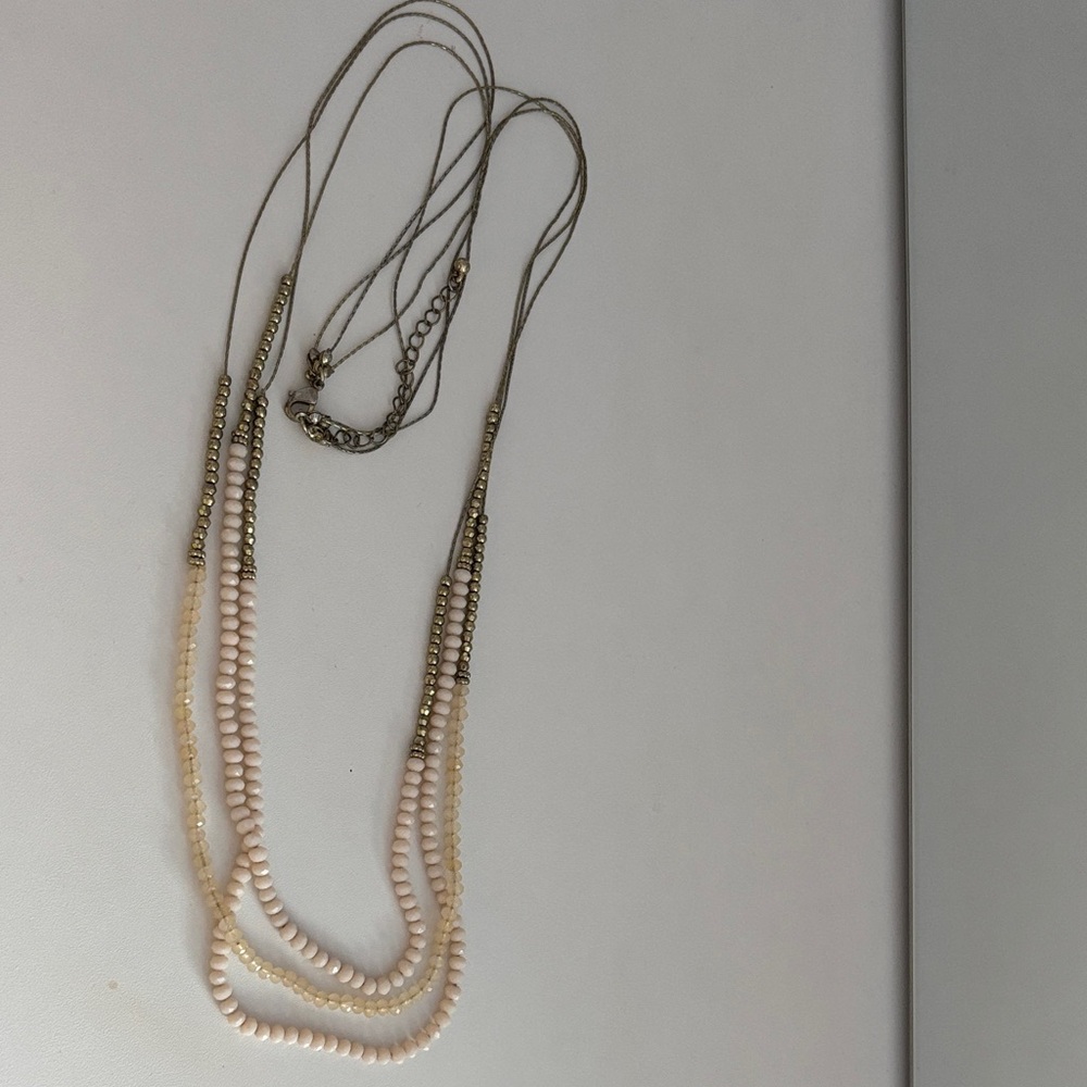 Aeropostale Cream and Gold Multi-Layer Necklace
